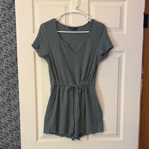 SHEIN Textured Knit romper sage green